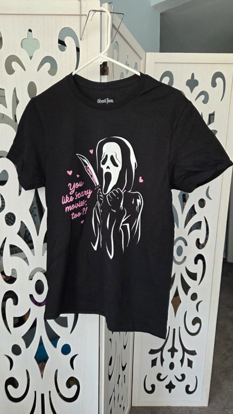 Ghost Face Scream Graphic Tee Scary Movies Black Shirt Small NWOT